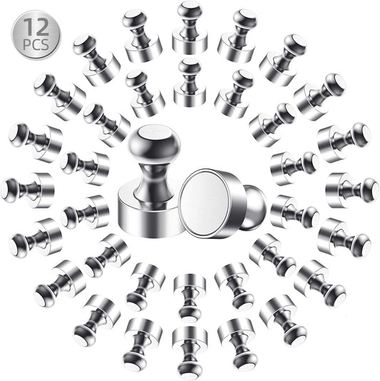 Meromore Neodymium Magnets, Strong Push Pins Magnets for Craft, Refrigerator Fridge Picture Magnets for Kitchen Office White Board, 12Pcs