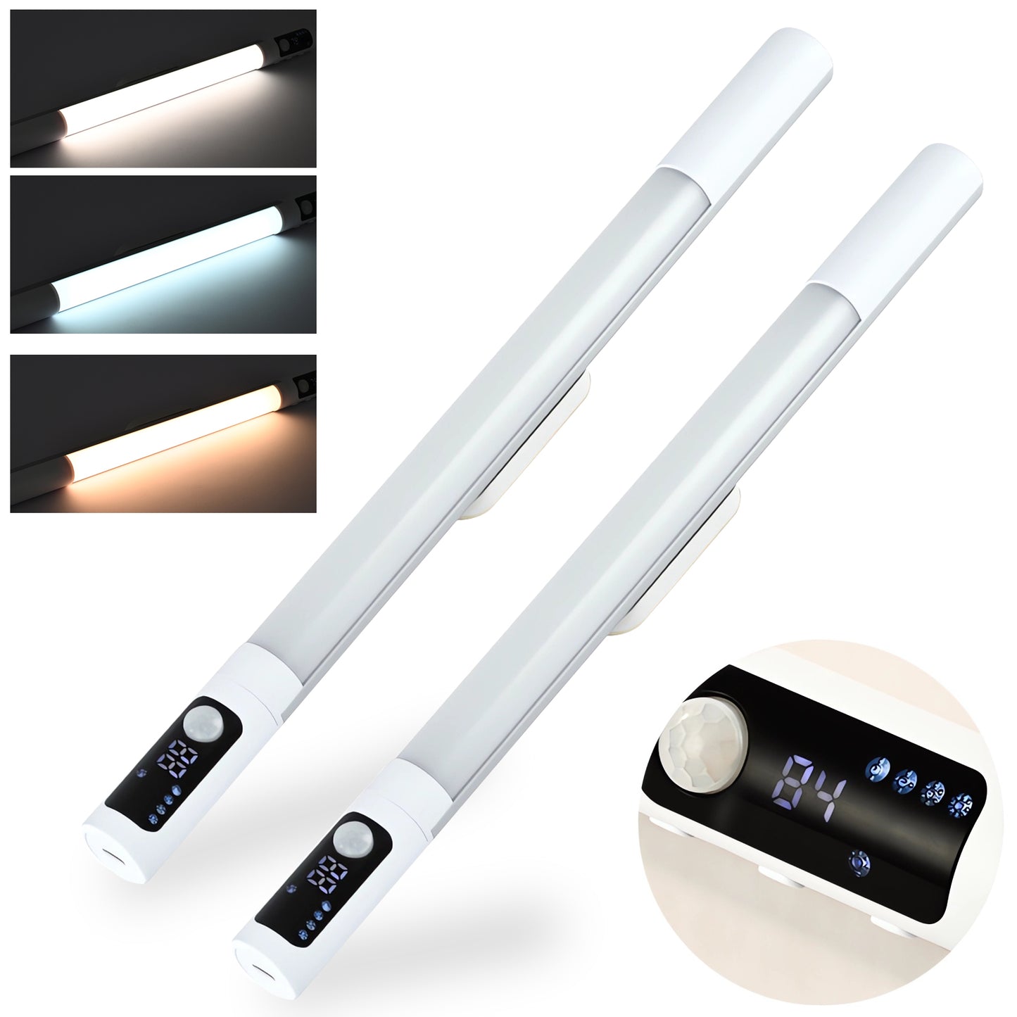 LED Closet Light, 44 LED Rechargeable Motion Sensor Light Indoor, Meromore Under Cabinet Lighting with 1200mAh Battery for Hallway Stairway Wardrobe Kitchen,Battery Level Display
