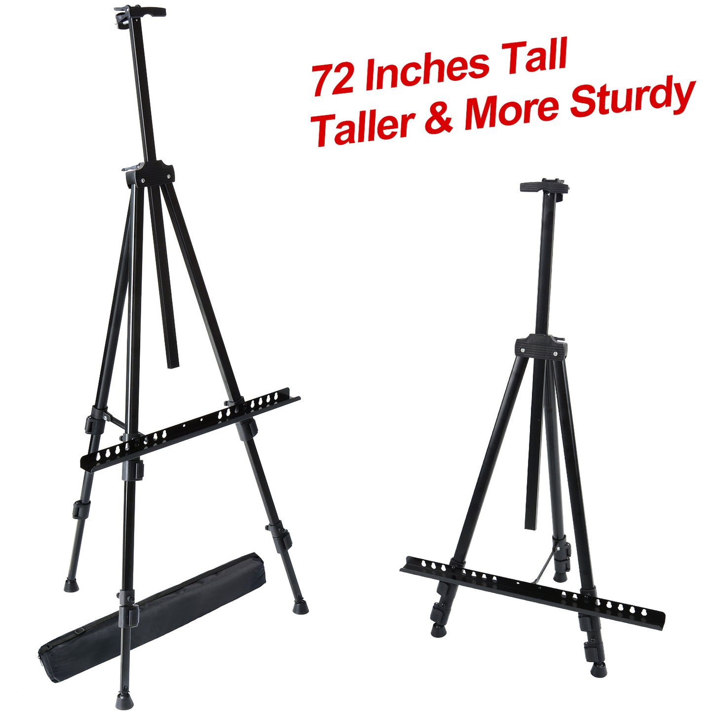 Art Painting Display Easel Stand - Portable Adjustable Metal Tripod Artist Easel with Bag, Height from 17" to 59", Extra Sturdy for Table-Top/Floor Painting, Drawing, and Displaying, Black