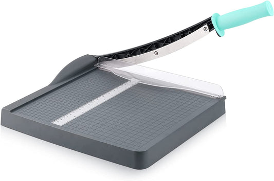 Paper Cutter, Paper Trimmer with Safety Guard, 12" Cut Length Paper Slicer with 16 Sheet Capacity Paper Cutting Board for for Crafting, Classroom and Office