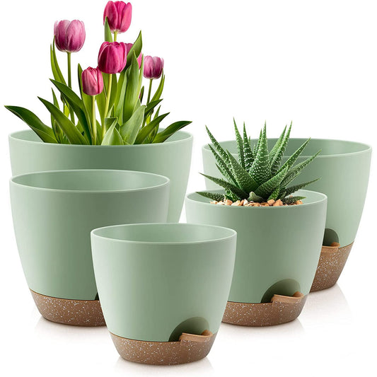 Plant Pots Indoor 7/6.5/6/5.5/5 Inch, Self Watering Planters for Indoor Plants with Drainage Hole, 6 Pots