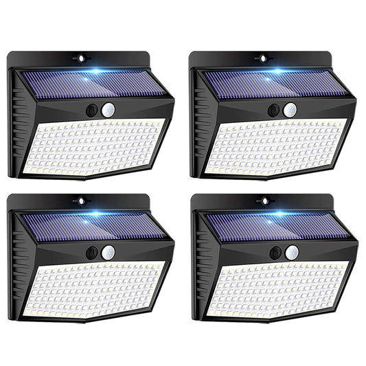 Solar Outdoor Lights, 138 LED Solar Motion Sensor Lights with 3 Lighting Modes Solar Wall Lights Waterproof Solar Powered Lights for Garden Fence Yard Deck Garage 4 Packs