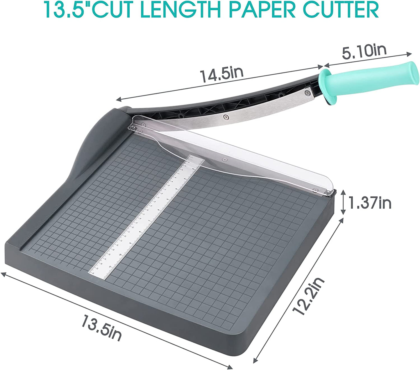 Paper Cutter, Paper Trimmer with Safety Guard, 12" Cut Length Paper Slicer with 16 Sheet Capacity Paper Cutting Board for for Crafting, Classroom and Office