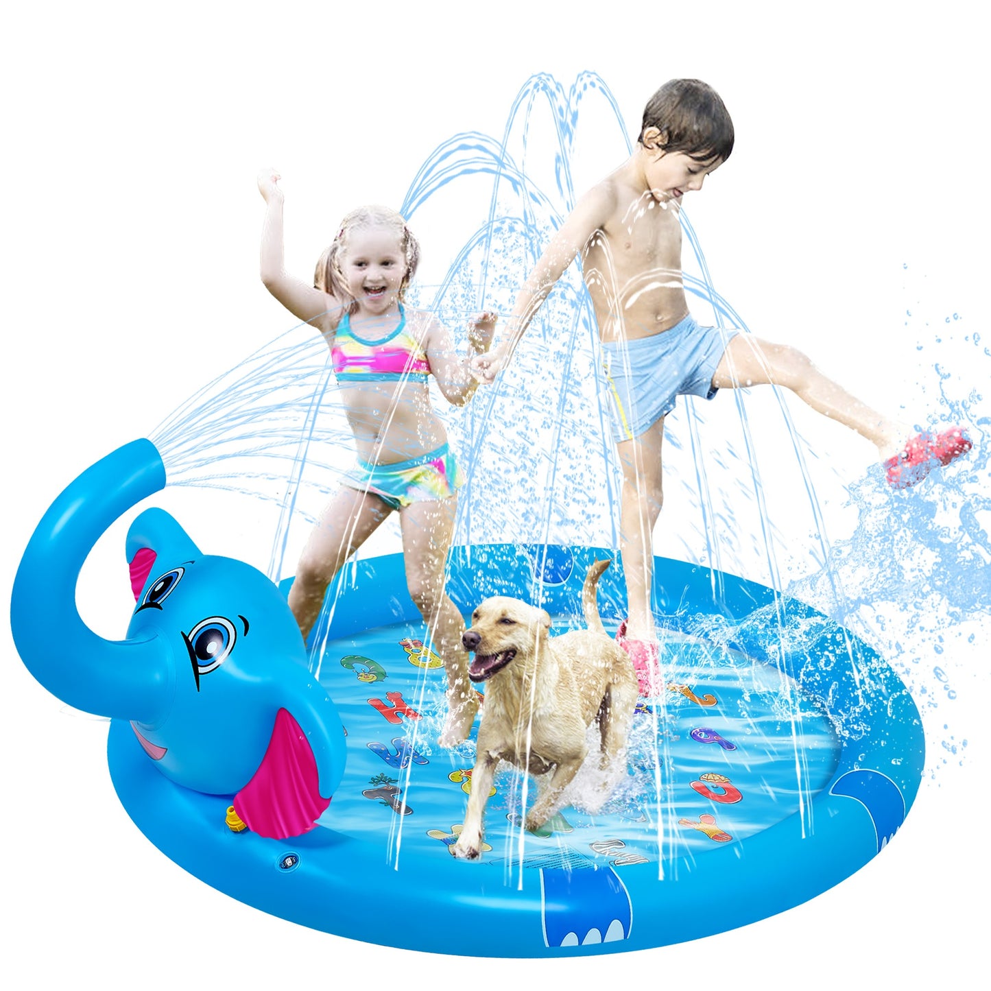 Meromore 82.7’’ Large Splash Pad for Kids and Adults, Outdoor Inflatable Sprinklers Water Mat Toys for Toddler Summer Gift, Blue