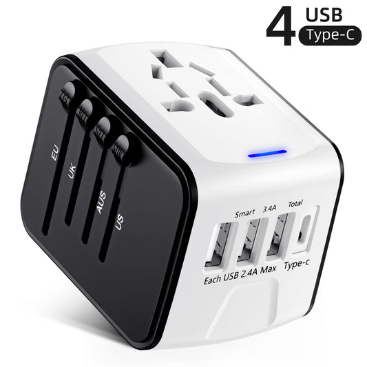 European Travel Plug Adapter, Meromore Travel Adapter with Type C, White