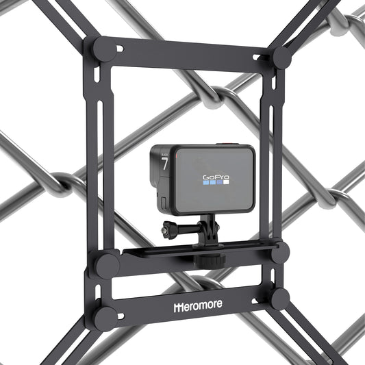 Action Camera Fence Mount, Meromore Aluminum Fence Mount for GoPro, iPhone, Phones, Digital Camera, Ideal Backstop Camera Fence Clip for Recording Baseball, Softball, Football Games, Black