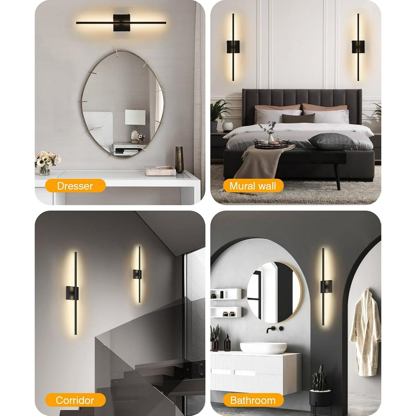 Battery Operated Wall Sconces with Remote Control,Wall Sconces Set of Two,3000K-6000K LED Wireless Wall Light for Bedroom, Hallway, Background Wall (2 Pack)