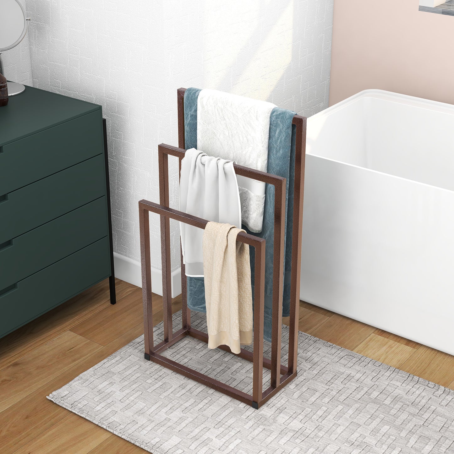 Meromore Metal Freestanding Towel Rack 3 Tiers Hand Towel Holder Organizer for Bathroom