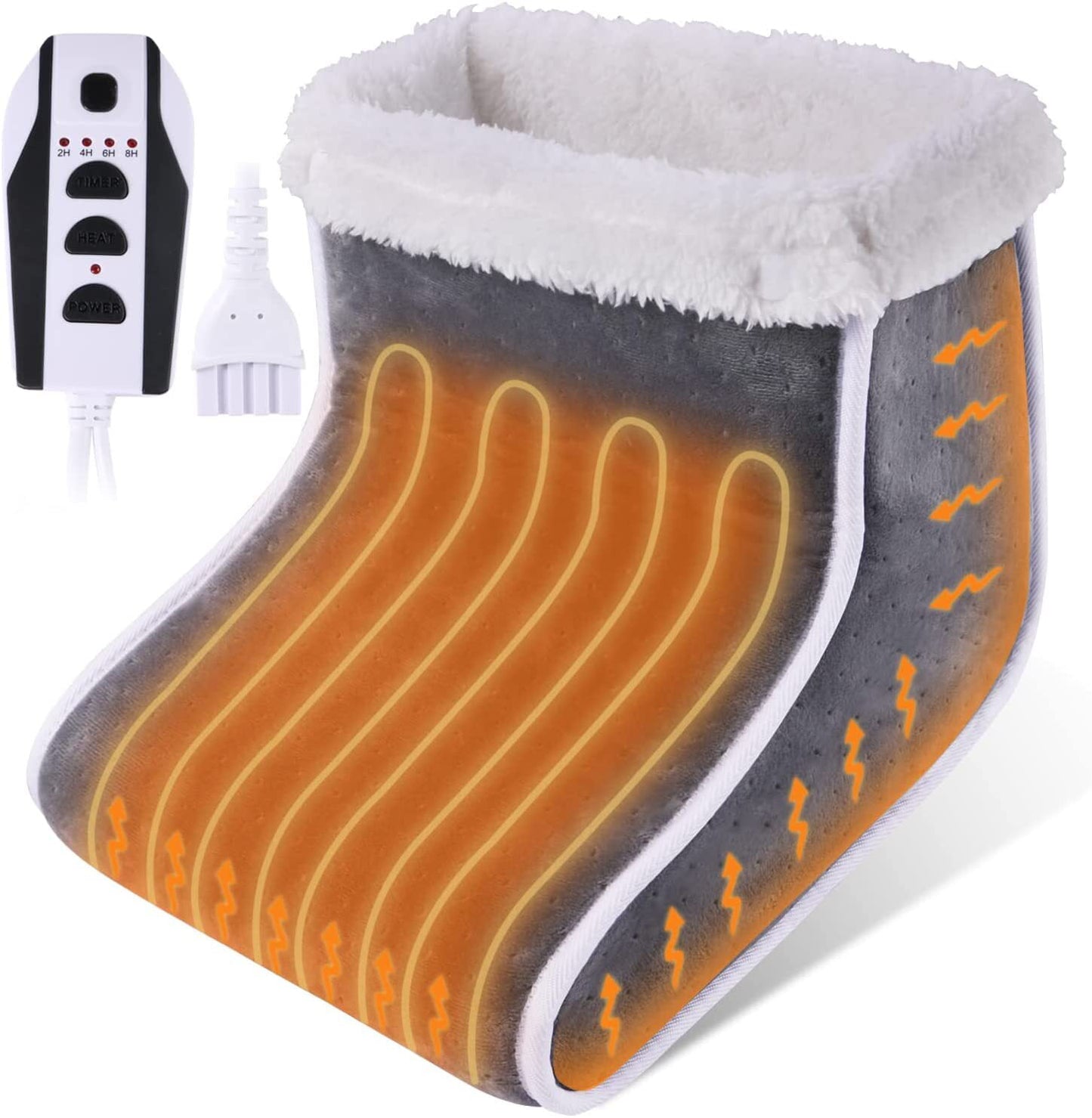 Electric Heated Foot Warmers, Meromore Fast Heating Pad for Foot with 6 Temperature Setting, Soft Inner Lining, Washable, Gray