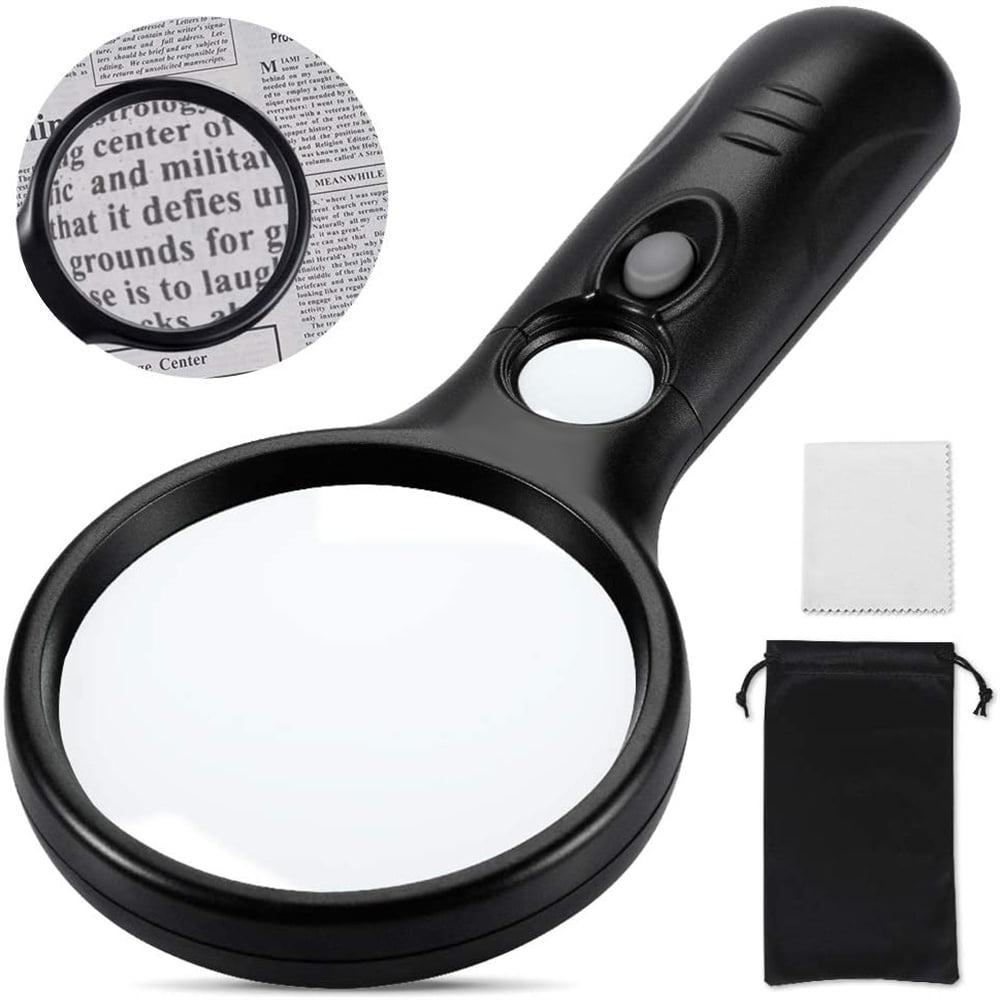 Magnifying Glass with Light, Meromore Lighted Magnifying Glass with 3x 45x Magnification for Seniors Reading Kids Exploring